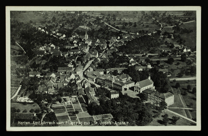 St. Josefs-Anstalt Herten: "Privat-, Unterrichts- und Erziehungsanstalt für Geistesschwache und Epileptische katholischer Konfession. Pflegeanstalt für Nichtbildungsfähige jeder Konfession, Alters und Geschlechts." (Briefkopf 1940) - Zeitgenössische Bildkarte, gelaufen 1938. Sammlung Markus Wolter.